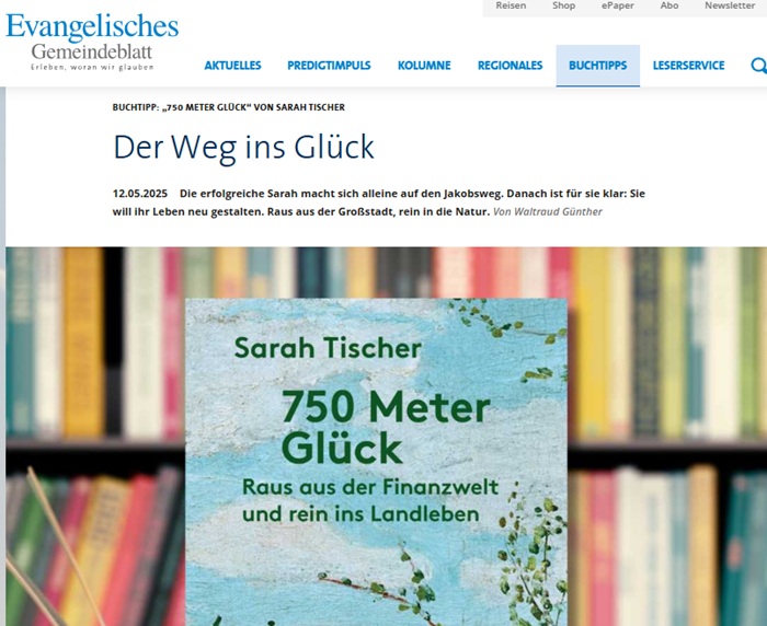 Buchtipp evangelisches Gemeindeblatt 750 Meter Glück